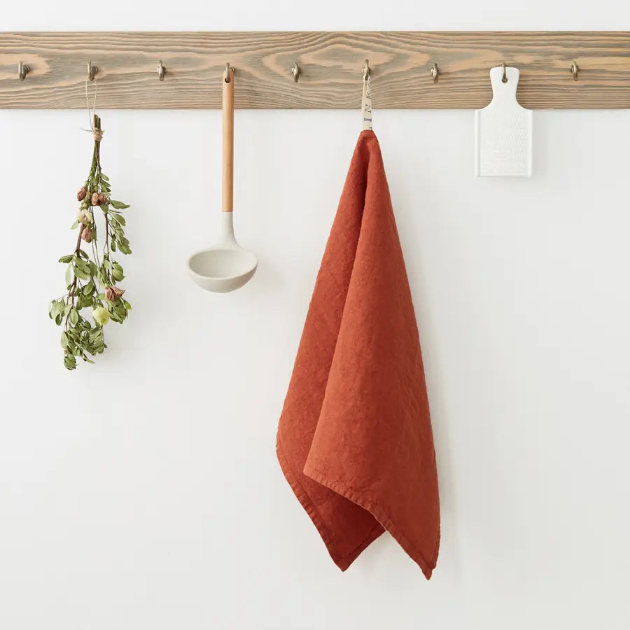 Linen kitchen towel Baked Clay