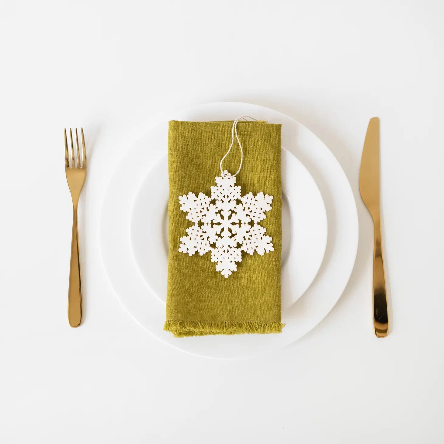 Linen napkins with fringes Moss Green (set of 2)