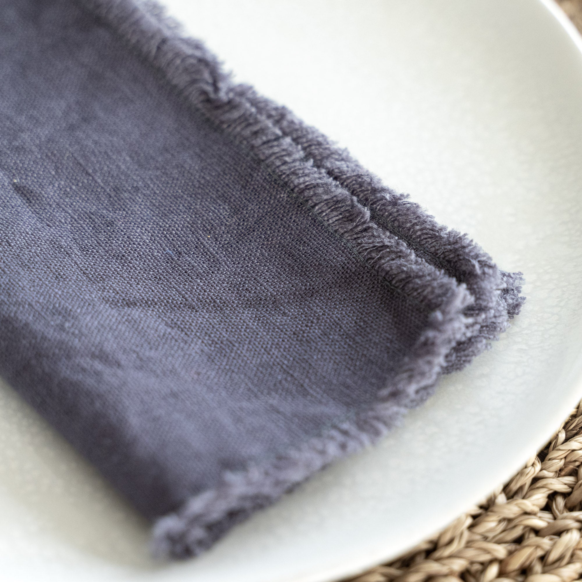 Linen napkins with fringes Storm Grey (set of 2)